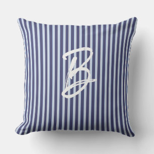 personalisiert blau gestreift kissen