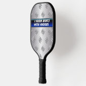 Personalisiert Blau, IMITATE Silber Diamantplatte Pickleball Schläger (Links)
