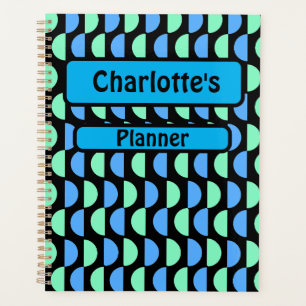 Personalisiert Blau und Grün Gemustert Planer