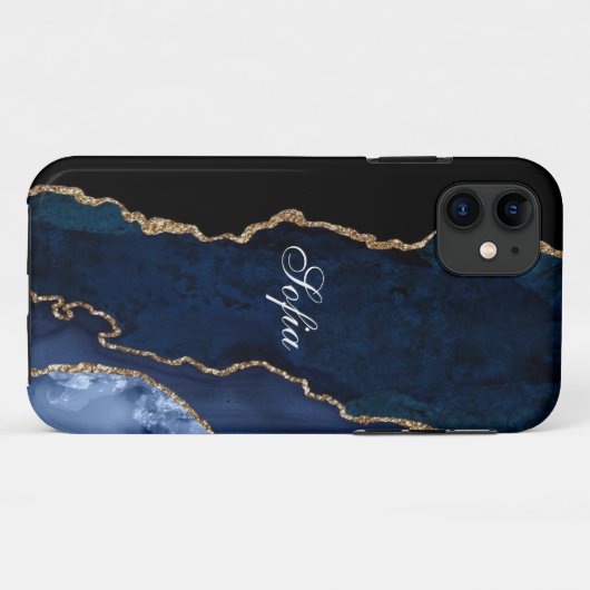 Personalisiert Blau und Schwarz Case-Mate iPhone Hülle (Rückseite (Horizontal))