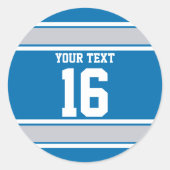 Personalisiert-Blau- und Silberstreifen Runder Aufkleber (Vorderseite)