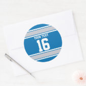 Personalisiert-Blau- und Silberstreifen Runder Aufkleber (Umschlag)