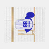 Personalisiert Blau und Weiß Baseball T-Ball Fleecedecke (Vorderseite (Horizontal))