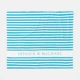 Personalisiert, blau und weiß gestreift fleecedecke