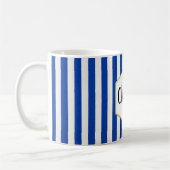 Personalisiert Blau und Weiß gestreift Kaffeetasse (Links)
