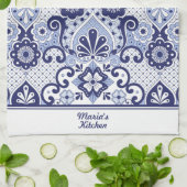 Personalisiert Blau und Weiß mexikanische Talavera Geschirrtuch (Gefaltet)