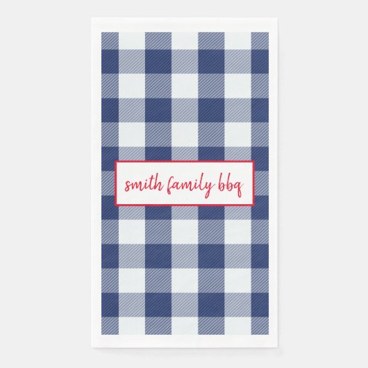 Personalisiert Blau und Weißbüffel Kariert Serviette (Vorderseite)