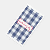 Personalisiert Blau und Weißbüffel Kariert Serviette (Ecke)