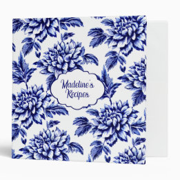 Personalisiert Blau-Weiß-Dahlia-Blume 5,1 Cm Ordner