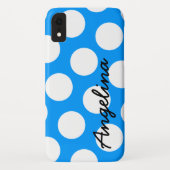 Personalisiert-blau-weißer Polka-Dot Case-Mate iPhone Hülle (Rückseite)