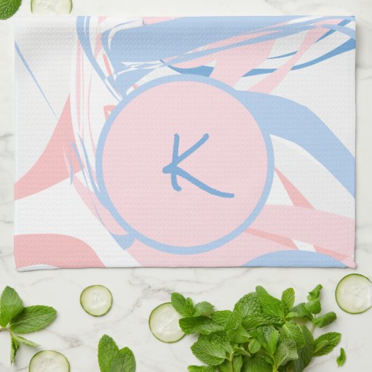 Personalisiert Blau-weißer rosa Marmor Swirl Abstr Geschirrtuch (Gefaltet)