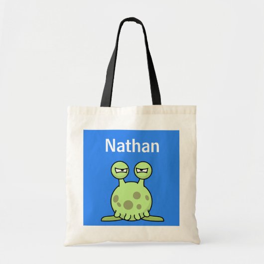 Personalisiert-blaue-Kinder-Monster-Tasche Tragetasche (Vorne)