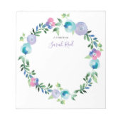 Personalisiert blaue lila Blütenfarbe Notepad Notizblock (Vorderseite)