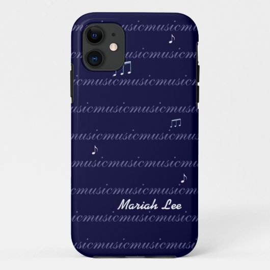 personalisiert-blaue Musiknoten Case-Mate iPhone Hülle (Rückseite)