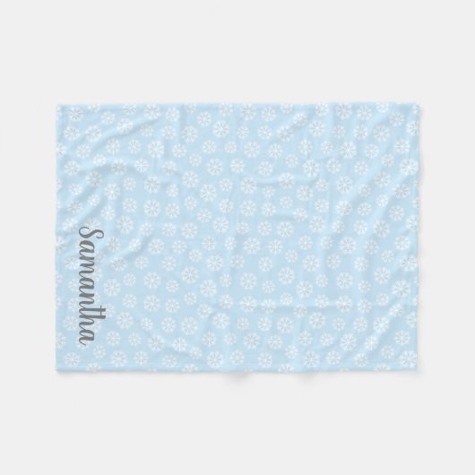 Personalisiert-Blaue Schneeflocke Fleecedecke (Vorderseite (Horizontal))