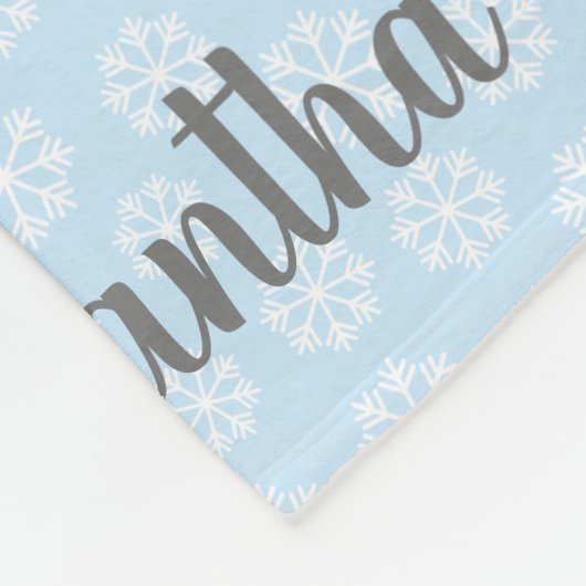 Personalisiert-Blaue Schneeflocke Fleecedecke (Ecke)