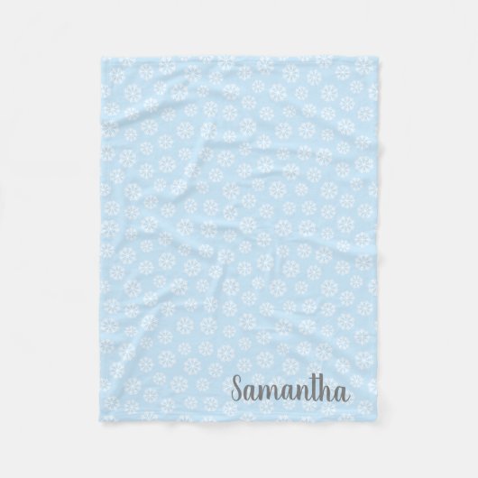 Personalisiert-Blaue Schneeflocke Fleecedecke (Vorderseite)