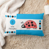 Personalisiert-blaue-weiße Ladybird-Kindermonogram Lendenkissen (Decke)