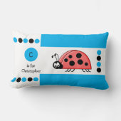 Personalisiert-blaue-weiße Ladybird-Kindermonogram Lendenkissen (Vorderseite)