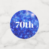 Personalisiert Blauer Funkel 70. Geburtstag Konfetti (Klein Vorderseite)