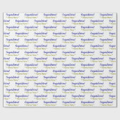 Personalisiert Blauer Glückwunsch Goldener Name, W Geschenkpapier (Flach)