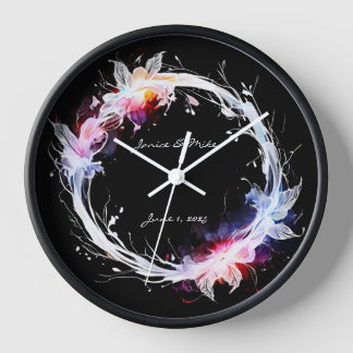 Personalisiert Blauer Rosa Blumenkranz Uhr