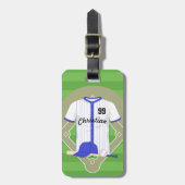 Personalisiert-blaues Baseball Gepäckanhänger (Vorderseite vertikal)