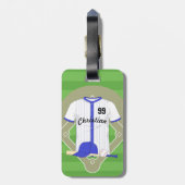 Personalisiert-blaues Baseball Gepäckanhänger (Rückseite vertikal)