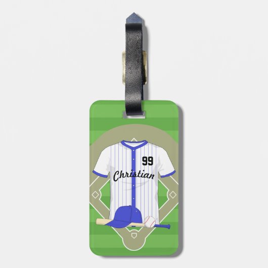 Personalisiert-blaues Baseball Gepäckanhänger (Rückseite vertikal)