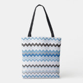 Personalisiert-blaues Ikat Zickzack Pattern Brides Tasche (Rückseite)