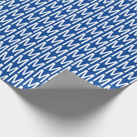 Personalisiert-blaues Monogramm Geschenkpapier (Ecke)