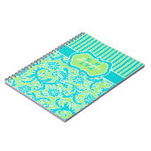 Personalisiert blaues, weißes StrickNotebook Notizblock (Linke Seite)