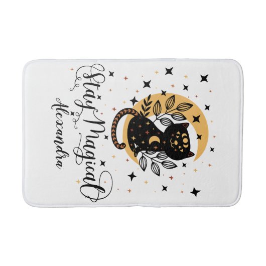 Personalisiert Bleibe Zauberkatzen Badematte (Vorderseite)