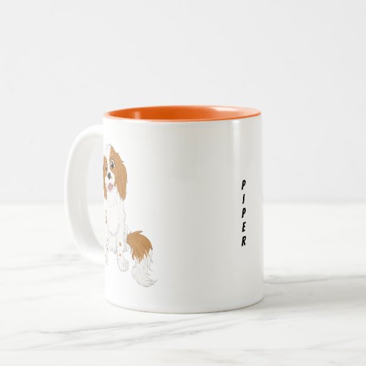 Personalisiert Blenheim Cavalier Spaniel  Zweifarbige Tasse (Vorderseite Links)