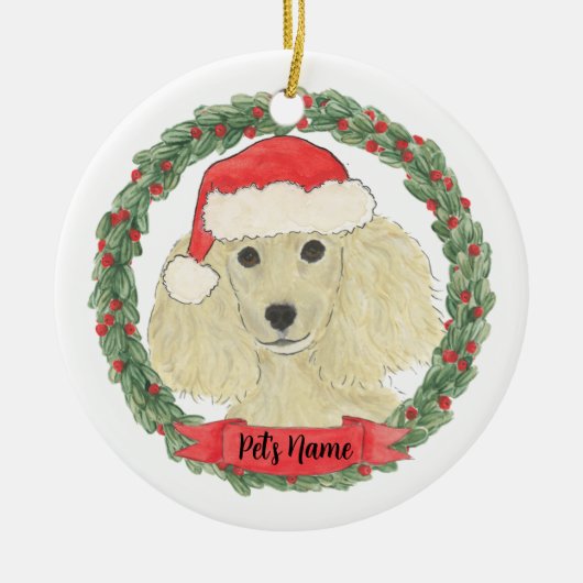 Personalisiert Blonde Golden Poodle Keramik Ornament (Vorne)