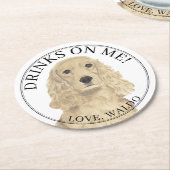 Personalisiert Blonde Tan Cocker Spanel Hund Hochz Runder Pappuntersetzer (Angewinkelt)