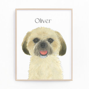Personalisiert Blonde Tan Golden Shih Tzu Art Fotodruck