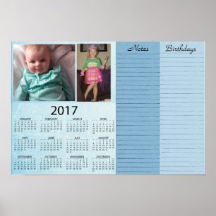 Personalisiert Blue 2017 Kalender mit Baby-Foto Poster