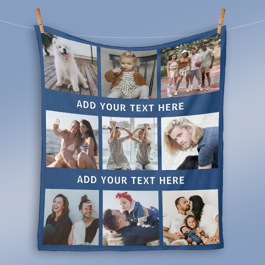 Personalisiert Blue 9 Fotomaterial Fleecedecke