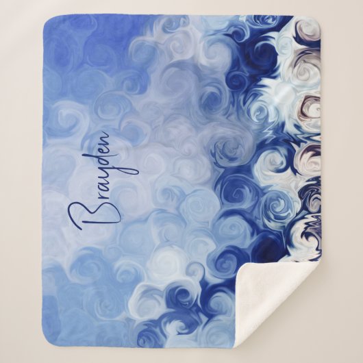 Personalisiert Blue Abstrakt Circles Sherpa Blanke Sherpadecke (Vorderseite)