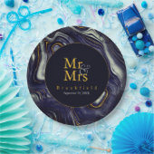 Personalisiert Blue Agate Wedding Mr. Mrs Pappteller (Party)