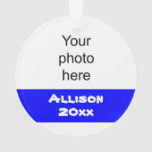 Personalisiert Blue and Gold Cheerleader Ornament (Rückseite)