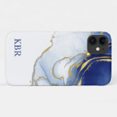 Personalisiert Blue and Gold Glitzer Case-Mate iPhone Hülle (Rückseite (Horizontal))