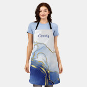 Personalisiert Blue and Gold Glitzer Schürze (Getragen)