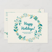 Personalisiert - Blue and Minze Wreath Postkarte (Vorne/Hinten)