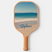 Personalisiert Blue Aquamarin California Beach Fot Pickleball Schläger (Rückseite)