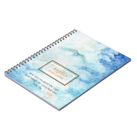 Personalisiert Blue Art Rumi Journal-Notebook Notizblock (Linke Seite)