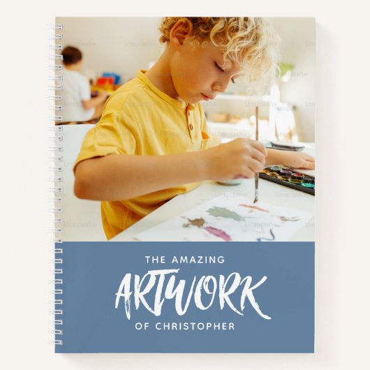 Personalisiert Blue Artist Foto Sketchbook Notizblock (Vorderseite)
