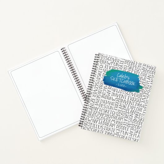 Personalisiert Blue Artist Sketchbook-Notebook Notizblock (Innenseite)