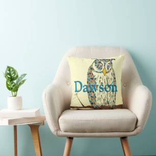 Personalisiert Blue Baby Boy Vintag Owl Kissen